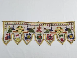 Vintage Indian Traditional Handmade Beaded Toran Door Hanging 118x37cm - Picture 1 of 14