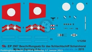 Peddinghaus 1/1250 Scharnhorst German Battleship Markings WWII w/Floatplane 2907 - Bild 1 von 1