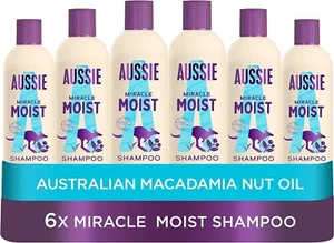 6 x Aussie Miracle Moist Shampoo for Dry Damaged Hair 300ml - Picture 1 of 4