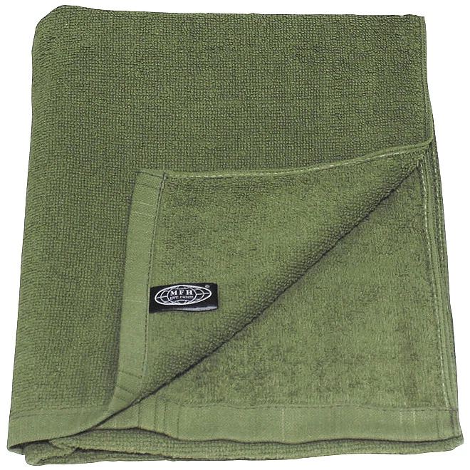 Mfh Large 110X50cm Military Terry Cloth Hunting Camping Cotton Towel Olive Green - Image 1 of 1