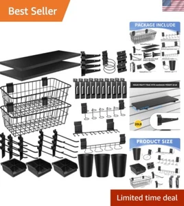 Elegant 43 Piece Slatwall Accessories Kit for Ultimate Tool Organization - Black - Picture 1 of 9