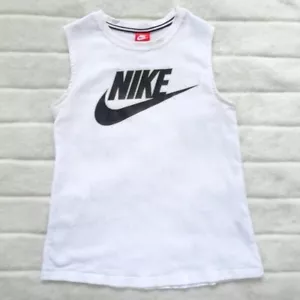 Nike Women's Muscle Tank Top Sportswear Exploded Logo Mesh XS White 868255-100 - Picture 1 of 8