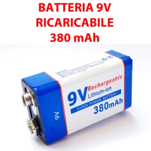9V 380MAH RICARICABILE 1 BATTERIA NIMH VIDEOGIOCHI TELECAMERE 9 VOLT gl - Foto 1 di 7