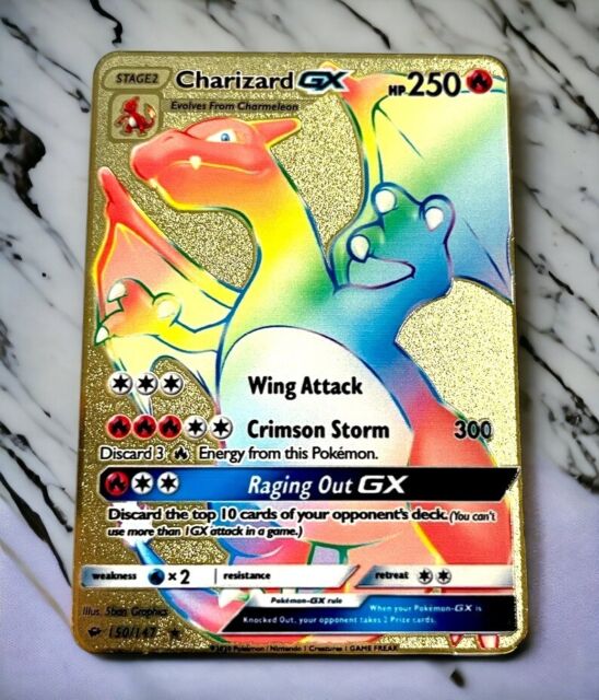 Pokemon Gold Metal Charizard Card – Radbadgergaming