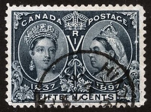 Canada Sc 58 Steel Blue 15¢ 1897 Jubilee Black CDS Cancel - Picture 1 of 1