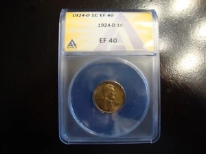 1924-D Wheat Cent ANACS XF40 W/Luster - Picture 1 of 4