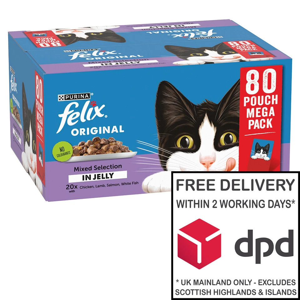 Felix Original Mixed Selection Adult Cat Food in Jelly Mega 80x85g Pouch Pack!