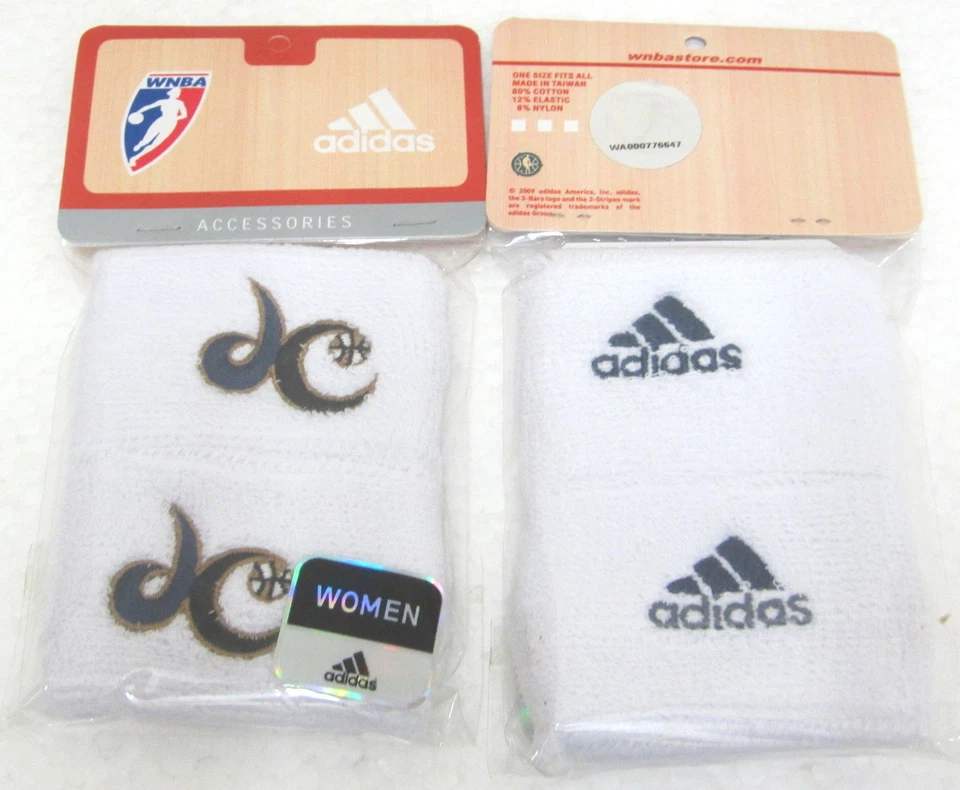 WNBA Washington Mystics White Women's One Size Fits All Wristbands By adidas - Image 1 of 1