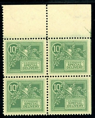 Scott E7 OG MNH VF US 1908 Special Delivery Margin Block SCV $600 - Image 1 of 2