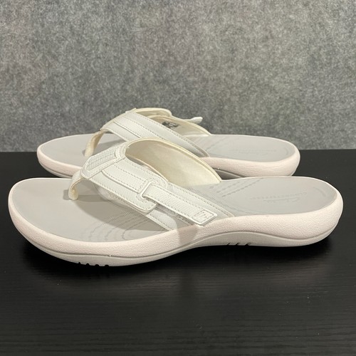 Clarks Cloudstepper sandalo donna 10M bianco comodo infradito perizoma spiaggia resort