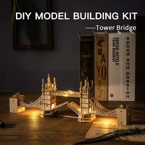 Rolife Wood Puzzle Tower Bridge 3D DIY Jigsaw LED Light for Gift Kid Adult - Picture 1 of 12