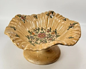 Vtg Cerbella Gubbio Ceramic Stoneware Pedestal Scalloped Fruit Bowl Floral Italy - Bild 1 von 19