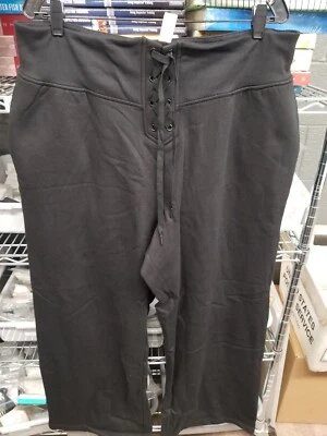 Pantalones de salón de algodón de tiro alto polar pierna ancha con cordones talla 2XL - negros Foto 1 de 4