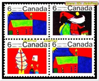 CANADA 1970 CHRISTMAS RED HOUSE FV FACE 24 CENT TYPE VI MNH DUAL STAMP BLOCK - Image 1 of 2