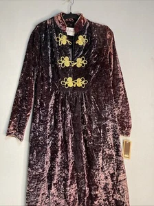 NWT vintage David Brown Small Long Dress USA Prairie Renaissance Peasant Cottage - Picture 1 of 13