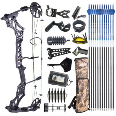 Compound Bow Set 30-70lbs Arrow Adjustable 320fps Archery Hunting Shoot Target - Image 1 of 4