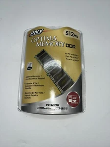 New Old Stock PNY Optima Memory DDR 512MB PC3200 DDR400/333/266 Sealed - Picture 1 of 6