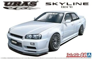 Aoshima 1/24 Scale Model Car Kit URAS Nissan Skyline R34 ER34 Type R 4 Door '01 - Picture 1 of 2