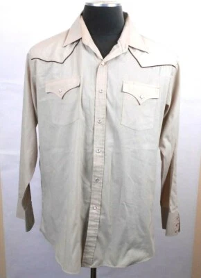 Camisa a presión Ely Cattleman XL beige perla para hombre (bin UUU) Foto 1 de 4
