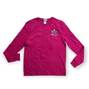 Champion Damen 100 % authentisch Größe Medium L/S T-Shirt solides Logo Hot Pink Tiger - Bild 1 von 5