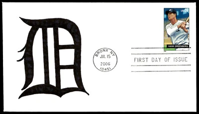2006 Baseball Sluggers Hank Greenberg FDC Detroit Tigers Team Logo Cachet - Image 1 of 2