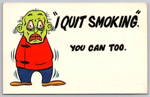 Tarjeta postal cómic divertido monstruo dejo de fumar tú también puedes - Imagen 1 de 2