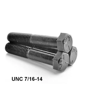 UNC 7/16-14 grado 5 bulloni testa esagonale autocoloranti set viti esagonali nero - Foto 1 di 8