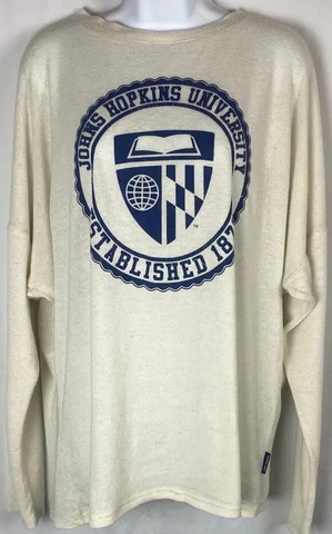 Johns Hopkins University Lightweight Pullover Sweatshirt Ivory w Crest Size MD Cover