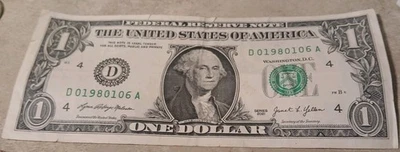 January 6th 1980 Fancy Birthday Serial Number 2021 One Dollar Bill - Image 1 of 2