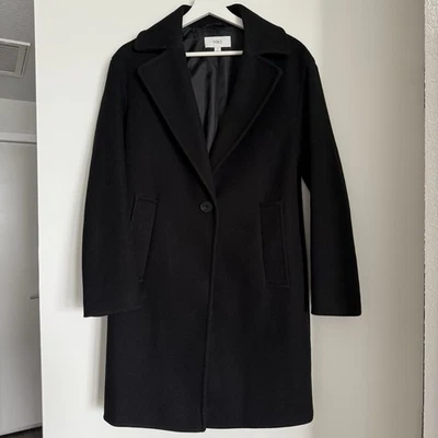 M&S Women’s Long Coat Trench Jacket Sz 6 Black Polyester Fall Winter Marks & - Image 1 of 4