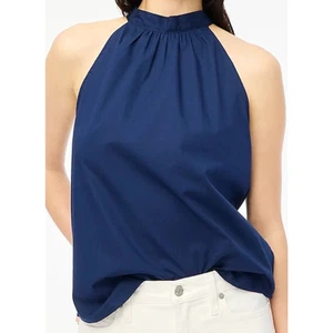 J Crew Sleeveless Bow Back Halter Cute Trendy Blue Fashion Top US Women's XL New - Picture 1 of 6