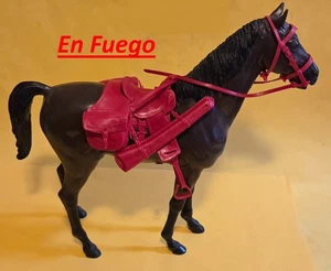 Custom "En Fuego" horse figure with RED Tack included Johnny West Marx T-bolt - Picture 1 of 8