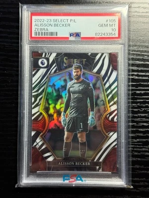 2022-23 Panini Select Premier League Alisson Becker #105 Zebra Prizm /25 - Image 1 of 3
