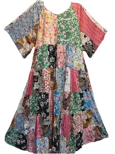 Nuevo con etiquetas VESTIDO FUNKY STUFF parche hippie floral boho maxi rayón callis 4X Envío gratuito - Imagen 1 de 6