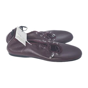 Ballerine ZARA bordeaux pelle stringate scarpe comode Airfit taglia 37 6,5 nuove con etichette - Foto 1 di 7