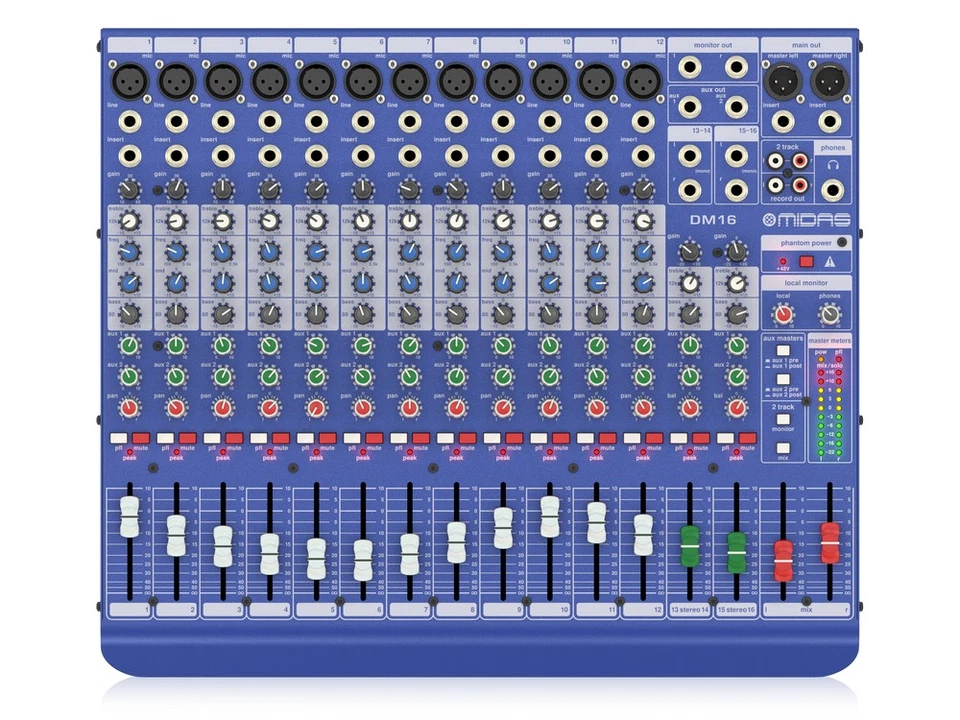 Midas DM16 16-Ch Analogue Live and Studio Mixer w Midas Microphone Preamplifiers - Image 1 of 4