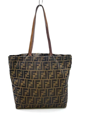 Auténtico Bolso de Mano Fendi Patrón Zucca Nylon Cuero Caqui i110333 Foto 1 de 4