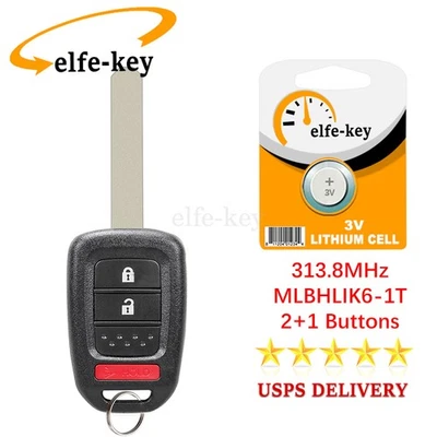 Llavero remoto de entrada sin llave 3 botones MLBHLIK6-1T para Honda Crosstour CR-V Fit Foto 1 de 4