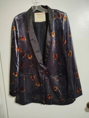 Chaqueta Blazer Mujer Anthropologie Cartonnier Terciopelo Floral Esmoquin Talla 10 Foto 1 de 4