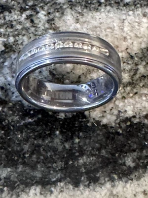 Anillo de carburo de tungsteno de diamantes Triton de 1/4 quilates para hombre de 8 mm - talla 10 Foto 1 de 4