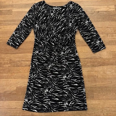 Kenneth Cole black white knotted knee length sheath dress size large L b45 - Image 1 of 4
