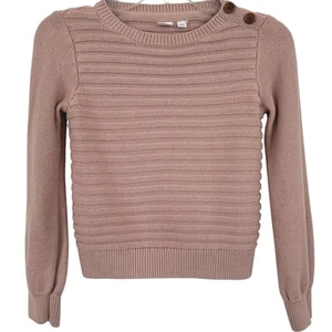 Gap Kids Cotton Chunky Knit Button Pullover Sweater Pink Heavy Girls Medium - Picture 1 of 9
