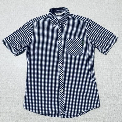 Bape Gingham Check Short-Sleeve Shirt MEN Excellent Used Navy S - Image 1 of 4