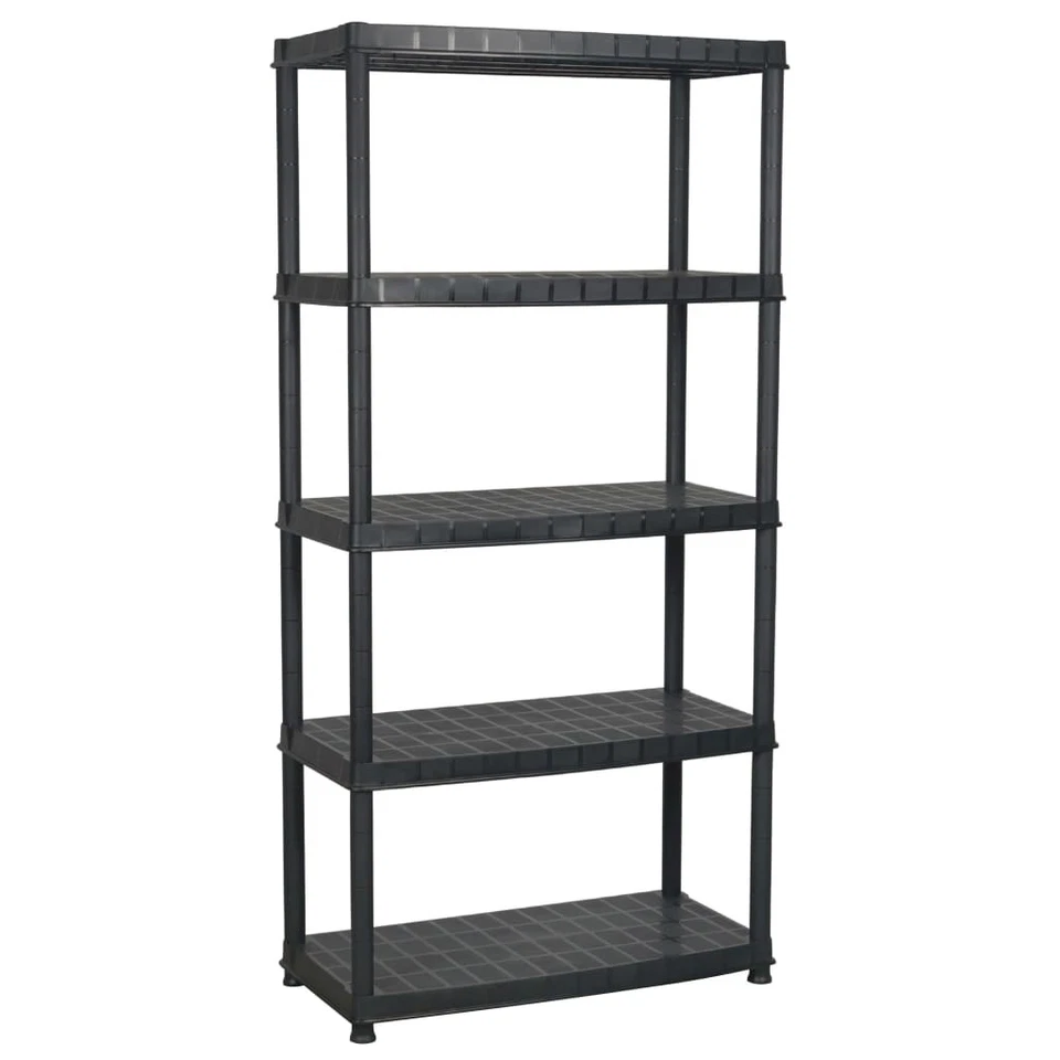 Storage Shelf 5-Tier Black Plastic Rack Display Organiser Multi Sizes vidaXL - image 1 of 1