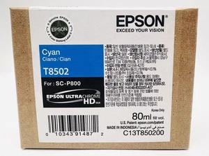 Nueva tinta cian original Epson T8502 80 ml SC-P800 P800 T850200 fecha: 2022 - Imagen 1 de 2