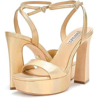 Sandalias de plataforma Badgley Mischka para mujer 7 doradas iridiscentes Caia cóctel LB3-17 Foto 1 de 4