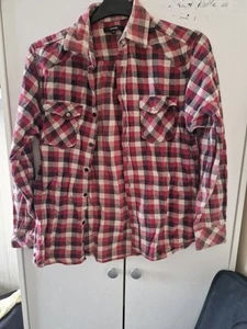 mens' check shirt George Asda size M red cream - Picture 1 of 3