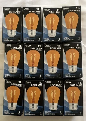 Feit Electric Sign Lamp 12 Orange Lamps Standard Base 11 Watt / 130 Volts - Image 1 of 3