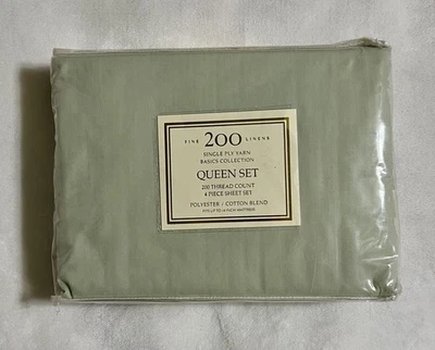 Fine Linens Macy’s Queen Sheet Set NWT 200 Thread Count Sage Green - Image 1 of 4