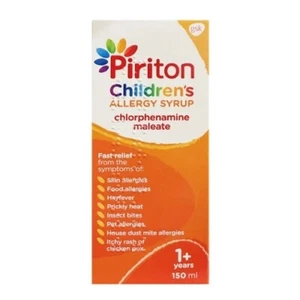 PIRITON CHILDREN'S SYRUP - 150ML - RELIEVES SKIN FOOD ALLERGIES AND HAYFEVER